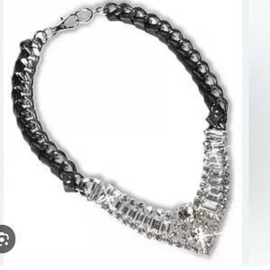 CAbi stage rhinestone collar Silver and Black Necklace